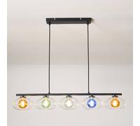 Eco-Light Uranus pendant light, colourful, length 98 cm, 5-bulb, glass