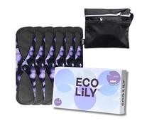 Eco Lily Reusable Sanitary Pads (6Pk for Heavy Flow) - Odour-Absorbing Charcoal Bamboo Pads for Women Sanitary Towels - Reusable Pads Menstrual with Waterproof Wet Bag