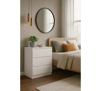 Eco Living Carlton Gloss White Chest Of Drawers 3 Drawer Cabinet