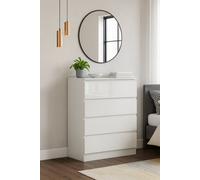 Eco Living Carlton Gloss White Chest Of Drawers 5 Drawer Cabinet