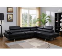 SquareBoxx Altura Leather Right-Hand Corner Sofa with Adjustable Headrests in Black SquareBoxx Black