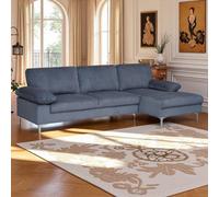 Eco Living Ravenna Jumbo Cord Sectional Corner Right Hand Facing Sofa In Grey