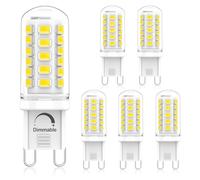 Eco.Luma G9 LED Bulbs Dimmable Cool White 6000K, 3W Equivalent to 40W-50W G9 Halogen, 500LM, AC 220-240V, No Flickering Bi Pin Base Lamp for Chandelier, Home Lighting Decor, 6 Pack