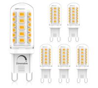 Eco.Luma G9 LED Bulbs Dimmable Warm White 2700K, 3W Equivalent to 40W-50W G9 Halogen, 500LM, AC 220-240V, No Flickering G9 Bi Pin Base Lamp for Chandelier, Home Lighting Decor, 6 Pack