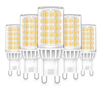 Eco.Luma G9 LED Bulbs Natural White 4000K, 6W Replacement for 50W 60W Halogen Lamps, No Flickering 360° Beam Angle LED G9, Non Dimmable AC 220-240V, Pack of 5