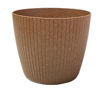 (ECO naturo, 1.3L ( W138mm x H 115mm)) Round Flowerpot Planter Cover Vertical Grooves 20% Wood Plastic Modern Elegant