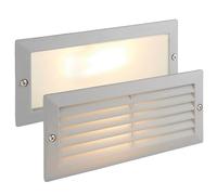 ECO Outdoor Grey Aluminium & Frosted Glass Brick Light with Grille and Plain Front Panels - IP44 Rated