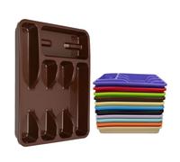 ECO Plastic Large Cutlery Drawer Organiser | 6 Compartment Cutlery Tray for Drawers | Multi Color Cutlery Trays for Kitchen Drawers | Kitchen Drawer Organiser for Forks, Spoons & Knives (Brown)