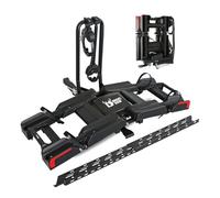 Eco Pro Upgraded 200lbs EBike Rack with Ramp for 2 E-Bikes, Hitch EBike Rack for Cars SUVs Trucks, Foldable Tilting Bike Rack Platform for Tow Hitch 2" Receiver, E-Bike Carrier Fits up to 5" Fat Tire