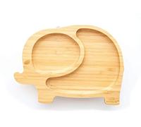 eco rascals Bamboo Baby Elephant Suction Plate - Eco Friendly Bamboo Plates for Babies and Toddlers, Strong Suction, BPA-Free, Suction Plates for Babies from 6 Months (Grey)