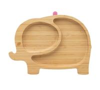 eco rascals Bamboo Baby Elephant Suction Plate - Eco Friendly Bamboo Plates for Babies and Toddlers, Strong Suction, BPA-Free, Suction Plates for Babies from 6 Months (Pink)