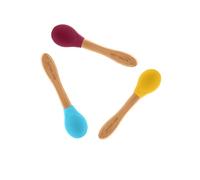 eco rascals Bamboo Baby Feeding Spoons Set of 3 - BPA Free for Baby Led Weaning, Soft on Gums & Easy to Clean, Perfect Hypoallergenic Gift for Babies & Toddlers (Spoons Blue Red Yellow)