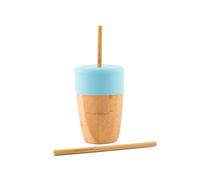 eco rascals Bamboo Cup with Reusable Straw and Silicone Lid - Transition Cup for Babies & Kids, BFA Free Training Cup, Perfect for Smoothies, Juice & Milk (Big Cup Blue)