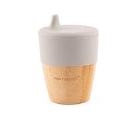 eco rascals Bamboo Cup with Sippy Feeder for Babies & Toddlers - Eco Friendly Training Cup for Kids, BPA Free & Spill Free Cute Sippy Cup for Babies from 6 Months (Small Cup Grey)