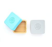 eco rascals Bamboo Snack Pots Set of 2 - Natural & Reusable Food Storage for Babies & Toddlers, Eco Friendly Snack Containers with Silicone Lids Perfect for School Snack boxes (Blue & Grey)