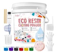 Eco Resin Casting Powder - 1400g Ceramic Resin Powders Kit with 6pcs Pigments, Fast Curing, Easy to Demold, Water Mixed Activated - Toxic-Free, Odorless - Plaster Casting Kit for DIY Home Art Crafts