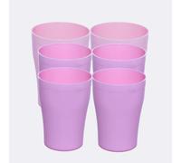 ECO Reusable 6 Pcs of Hard Plastic Cups - Hard Plastic Drinking Glasses - Drinkware Set Serving Party, Wedding, Camping, Beach and Picnic - Dishwasher Friendly (420 ml) (Pink)