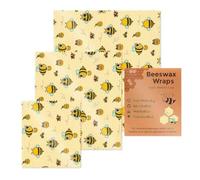 Eco Reusable Sustainable Storage Set - Beeswax Wraps, Three Piece Food Bread Sandwich Wrapper Keeper | Kitchen Lunch Preservation Zero Waste Alternative Cling Film Organic Natural Cotton Cover System