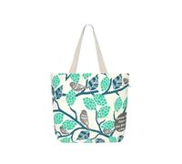 Eco Right Shoulder Bag, Canvas Shopper Bag, Casual Handbag, Large Shoulder Bag with Inner Pocket for School, Work Bag, Women's Bag, Sparrow Natural & Black, Utility