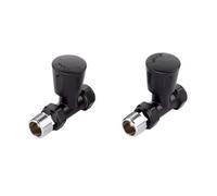 ECO Satin Black Straight Manual Radiator Valves | Satin Black Finish | Pair of Valves | Manual Operation |