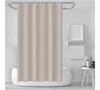 ECO Shower Curtain 180x180cm, Solid Beige PEVA Waterproof Heavy Duty With 3 Magnets, 12 Plastic Hooks, Mould Proof Quick-Drying Washable Bathroom Curtain Home Decor
