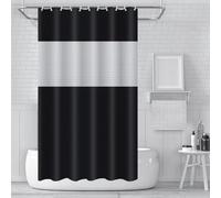 ECO Shower Curtain 180x180cm, Spliced Black PEVA Waterproof Heavy Duty With 3 Magnets, 12 Plastic Hooks, Mould Proof, Quick-Drying Washable for Bathroom Home Decor