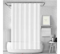 ECO Shower Curtain 180x180cm, Spliced White PEVA Waterproof Heavy Duty With 3 Magnets, 12 Plastic Hooks, Mould Proof Quick-Drying Washable Bathroom Curtain Home Decor