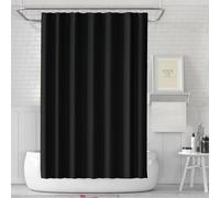 ECO Shower Curtain Mould Proof 180x180cm, Solid Black PEVA Waterproof Heavy Duty With 3 Magnets, 12 Plastic Hooks Quick-Drying Washable Bathroom Curtain Home Decor