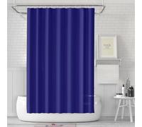 ECO Shower Curtain Mould Proof 180x180cm, Solid Dark Blue PEVA Waterproof Heavy Duty With 3 Magnets, 12 Plastic Hooks Quick-Drying Washable Bathroom Decor