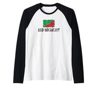 Eco-Socialist Flag Environmental Protest Vintage Grunge Raglan Baseball Tee