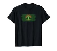 Eco Socialist Flag Solarpunk Life Tree Grunge Value Graphic T-Shirt, Men, Black, M