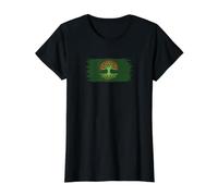 Eco Socialist Flag Solarpunk Life Tree Grunge Value Graphic T-Shirt, Women, Black, M