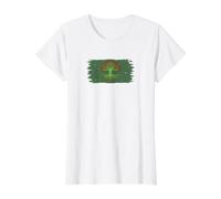 Eco Socialist Flag Solarpunk Life Tree Grunge Value Graphic T-Shirt, Women, White, L
