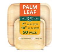 ECO SOUL Bamboo Plates Bundle | Disposable Palm Leaf Plates Set (25x2)