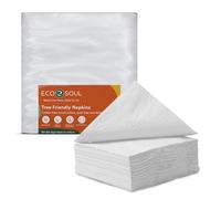 ECO SOUL Compostable Tree-Free Paper Napkins - 480 Count (24 Packs x 20) | White, 2 Ply, Large (30 cm x 30 cm) | Eco-Friendly, Soft & Durable | Sustainable Disposable Table Napkins