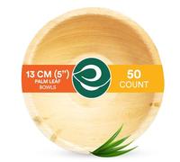 ECO SOUL Disposable Palm Leaf Bowls, 5" (8oz) 230ml Bamboo Bowls - 50 Pack