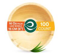 ECO SOUL Disposable Palm Leaf Bowls, 6" (16oz) 475ml Bamboo Bowls 100 Pack