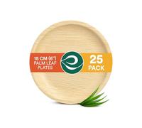ECO SOUL Palm Leaf Plates 6”(15cm) Round (25 Count) Small Bamboo Plate |Eco Friendly, Biodegradable, Compostable Heavy-Duty Plate, Disposable Plates for Dinner, Party & Events