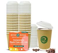 ECO SOUL Paper Ripple Cups 16oz 50 Pack| Eco Friendly Paper Cup to-Go Cups
