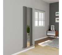 Eco Specchio Anthracite Vertical Wave Mirror Designer Aluminium Radiator 1800x550mm Single Panel 3387 BTU