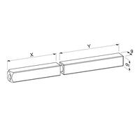 ECO Square Pin 9 mm Divided 55/55 mm (Handle Pin) for Door Handles, Door Fitting, Square Pin, Galvanised Steel