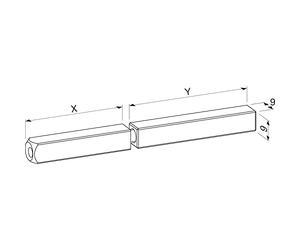 ECO Square Pin 9 mm Divided 55/60 mm (Handle Pin) for Door Handles, Door Fitting, Square Pin, Galvanised Steel