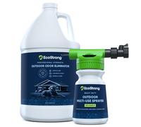 Eco Strong Outdoor Odor Eliminator | Outside Dog Urine Enzyme Cleaner - Powerful Pet, Cat, Animal Scent Deodorizer | Professional Strength for Yard, Turf, Kennels, Patios, Decks (Gallon with Sprayer)