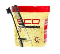Eco Style Argan Oil Styling Gel 24oz with Tail Comb & Edge Brush - Promotes high gloss and shine. Perfect for controlling frizz. Deeply moisturising, nourishes scalp and gives maximum hold.