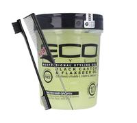 Eco Style Black Castor & Flaxseed Oil Styling Gel 8oz with Tail Comb & Edge Brush - Maximum Hold & Shine | Strengthening & Moisturizing Hair Gel for all hair types.