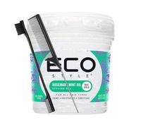 Eco Style Rosemary Mint Oil Styling Gel 16oz with Tail Comb & Edge Brush - Restores Moisture | Promotes a healthy Scalp | Incredible Hold & Shine | Stimulates Hair Follicles | Smoothing Scent.