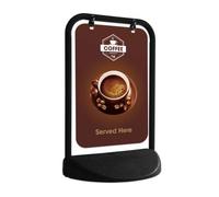 Eco Swinger Pavement Sign - Black & White Pavement Signage & Boards (Panel 430 x 625mm Black Hardware only)