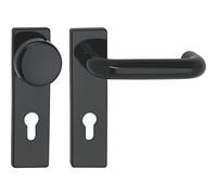 ECO U-Form EI FH-Door Knob and Door Handle Black on Short Plate PZ 72 for Fire Doors 53 mm Plastic