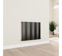 Eco Vivante Midnight Black Horizontal Wave Designer Aluminium Radiator 600x755mm Single Panel 2444 BTU