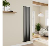 Eco Vivante Midnight Black Vertical Wave Designer Aluminium Radiator 1800x374mm Single Panel 3005 BTU
